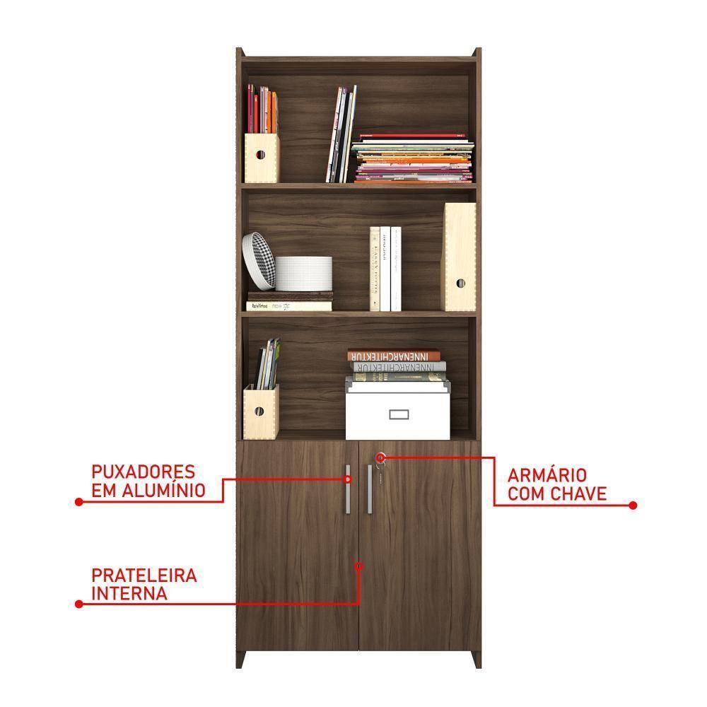 Armario Multiuso Para Escritório Duplo Com Chave Notável Móveis Nogal - 3
