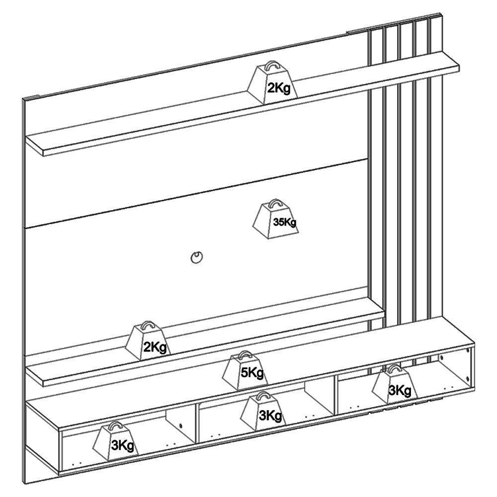 Painel Suspenso TV 70 Polegadas 180 Cm Juriti Colibri Amendoa Off White Matte - 5