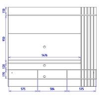 Painel Suspenso TV 70 Polegadas 180 Cm Juriti Colibri Amendoa Off White Matte