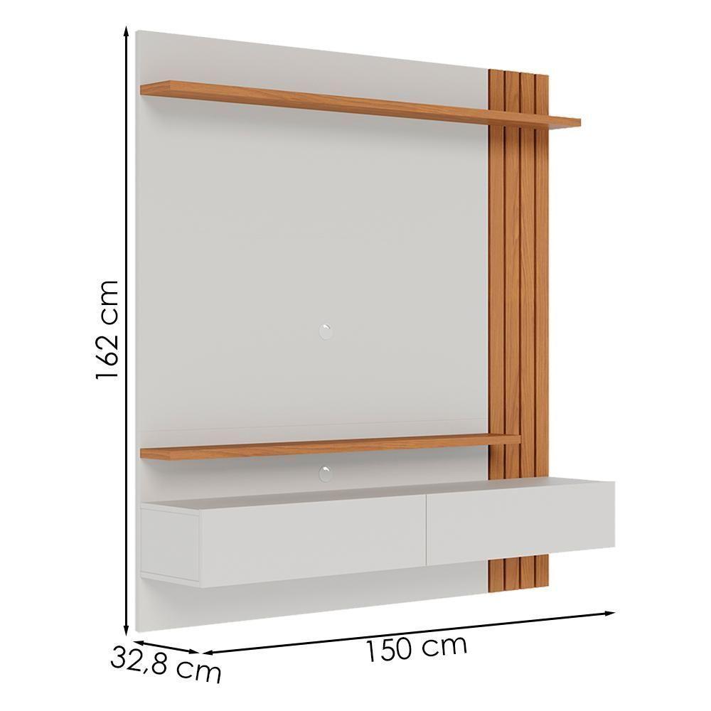 Painel Suspenso TV 65 Polegadas 150 Cm Juriti Colibri Off White Matte Freijo - 3