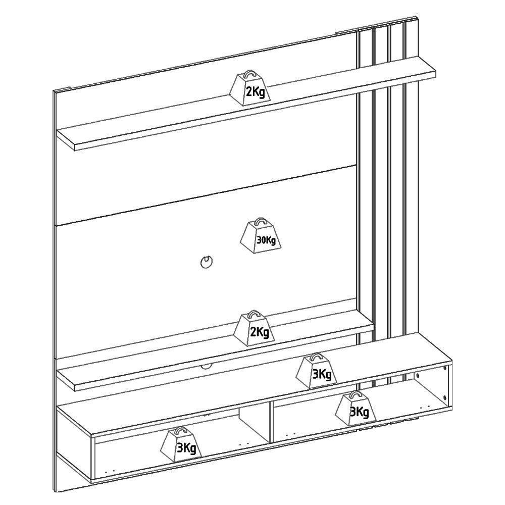 Painel Suspenso TV 65 Polegadas 150 Cm Juriti Colibri Off White Matte Freijo - 4