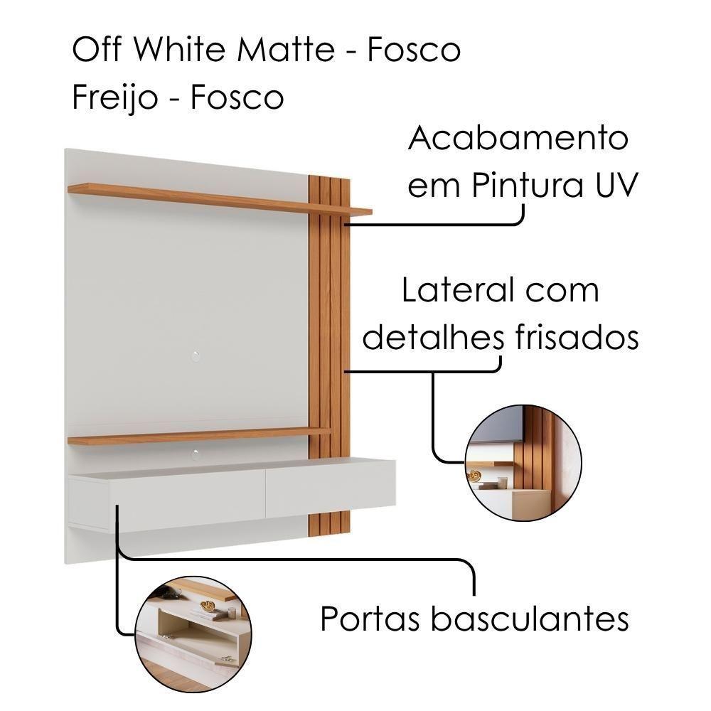 Painel Suspenso TV 65 Polegadas 150 Cm Juriti Colibri Off White Matte Freijo - 6