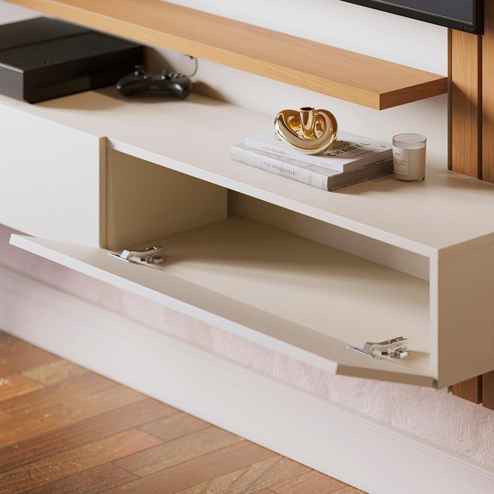 Painel Suspenso TV 65 Polegadas 150 Cm Juriti Colibri Off White Matte Freijo - 8