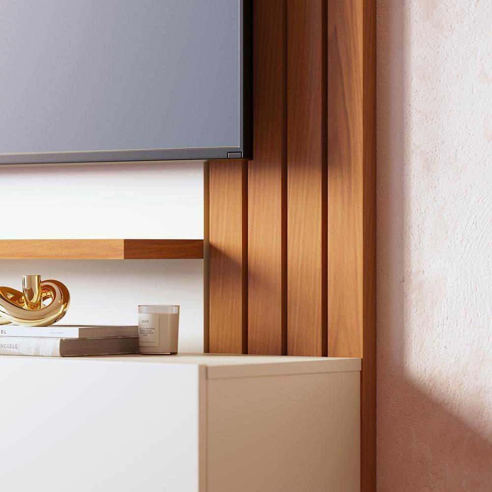 Painel Suspenso TV 65 Polegadas 150 Cm Juriti Colibri Off White Matte Freijo - 9