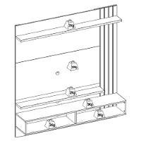 Painel Suspenso TV 65 Polegadas 150 Cm Juriti Colibri Off White Matte Freijo
