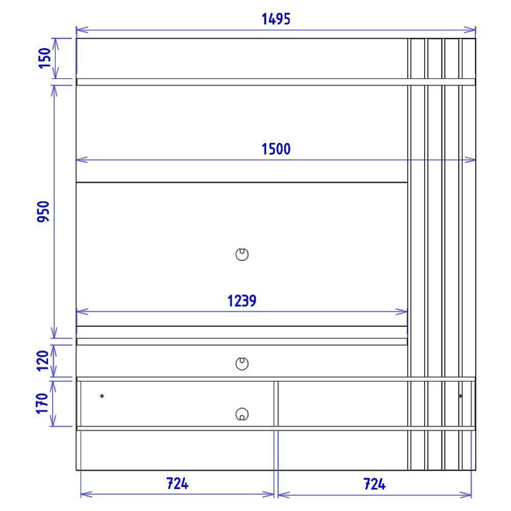Painel Suspenso TV 65 Polegadas 150 Cm Juriti Colibri Amendoa Off White Matte - 5