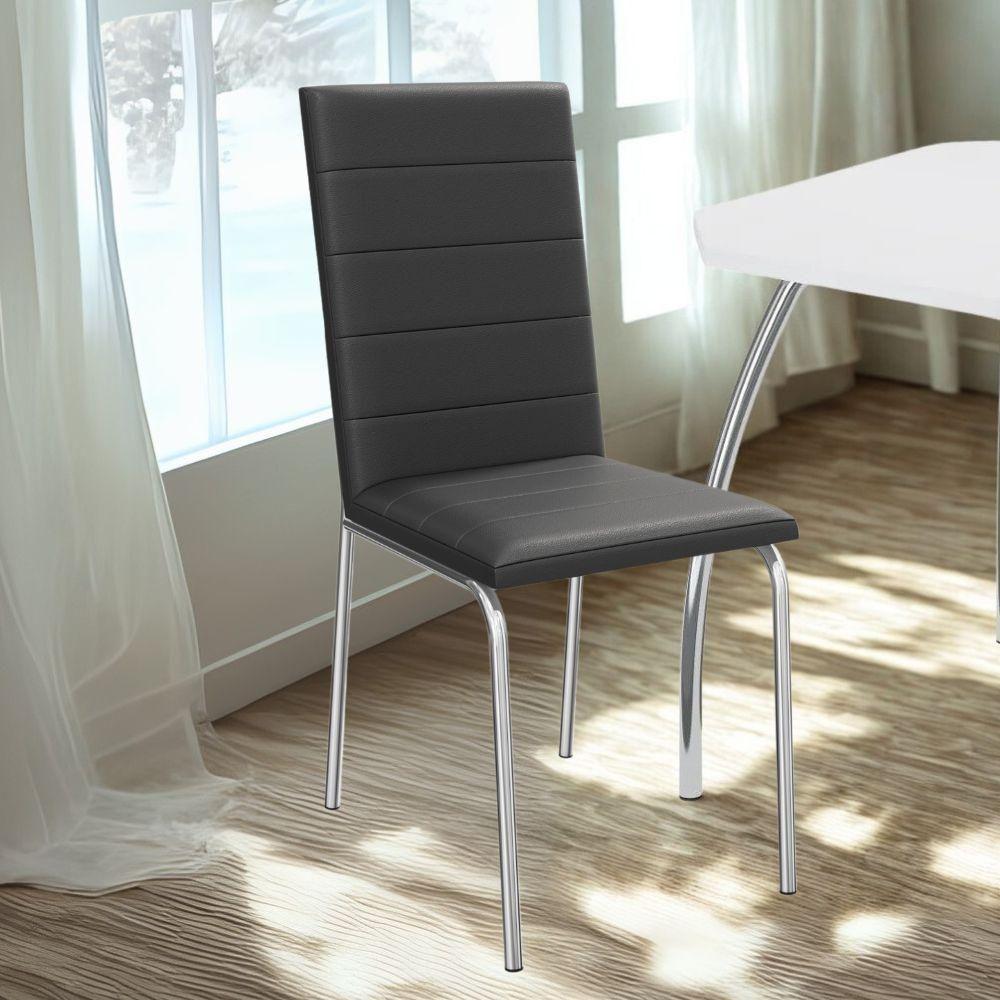 Kit 2 Cadeiras Cromada Sala Jantar 2C091CR Corino Kappesberg Preto - 6