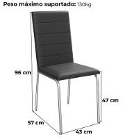 Kit 2 Cadeiras Cromada Sala Jantar 2C091CR Corino Kappesberg Preto - 3