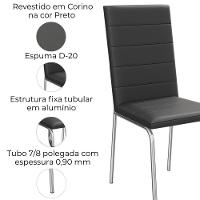 Kit 2 Cadeiras Cromada Sala Jantar 2C091CR Corino Kappesberg Preto