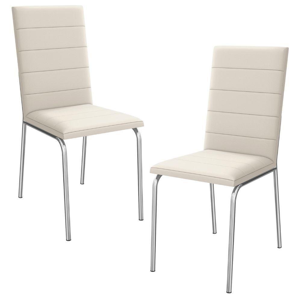 Kit 2 Cadeiras Cromada Sala Jantar 2C091CR Corino Kappesberg Nude - 1