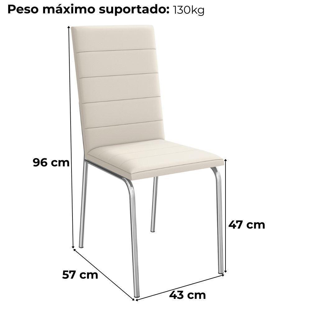 Kit 2 Cadeiras Cromada Sala Jantar 2C091CR Corino Kappesberg Nude - 3