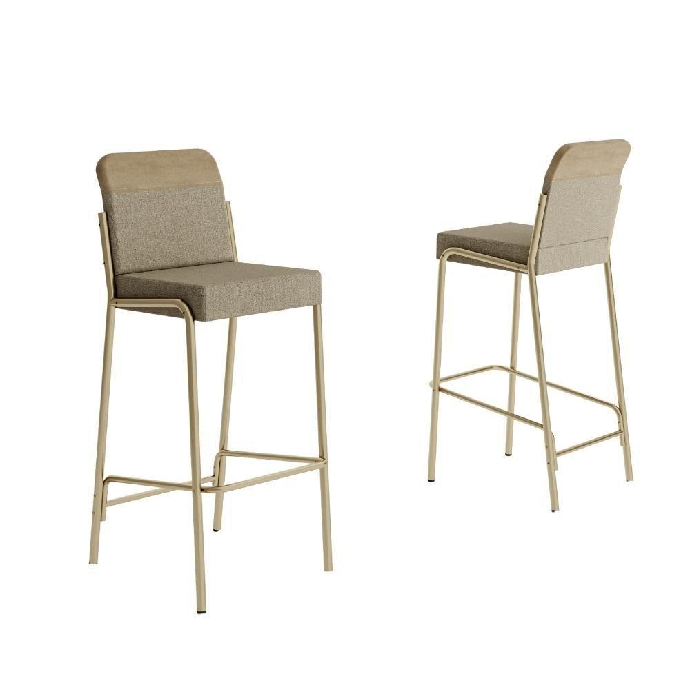 Kit 2 Banquetas Altas Duo Carraro Bamboo E Dourado - 1