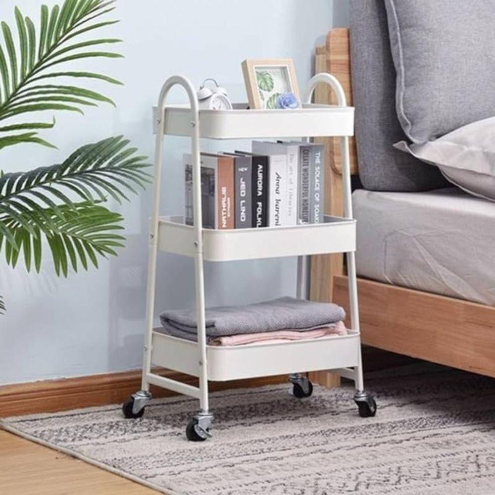 Prateleira Branca De Metal Multiuso 3 Andares Com Rodinhas - 3