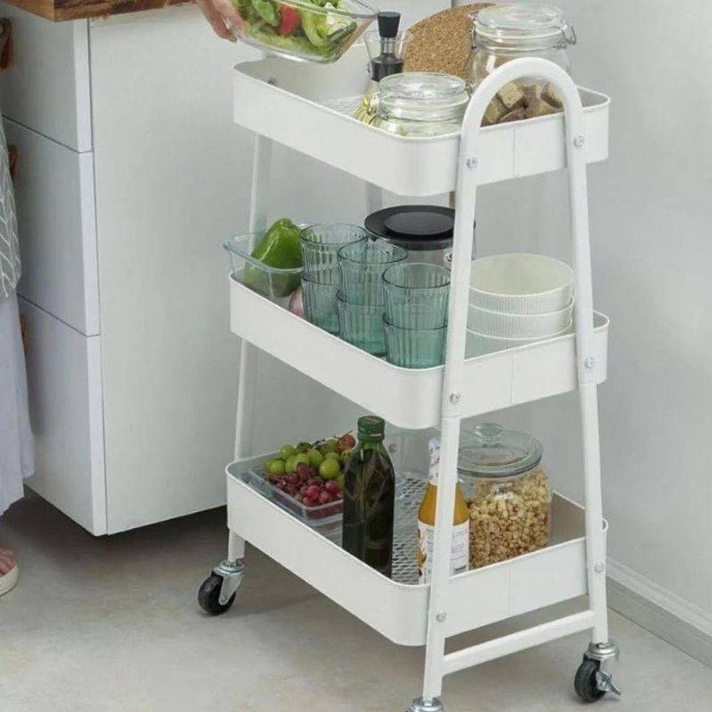 Prateleira Branca De Metal Multiuso 3 Andares Com Rodinhas - 4