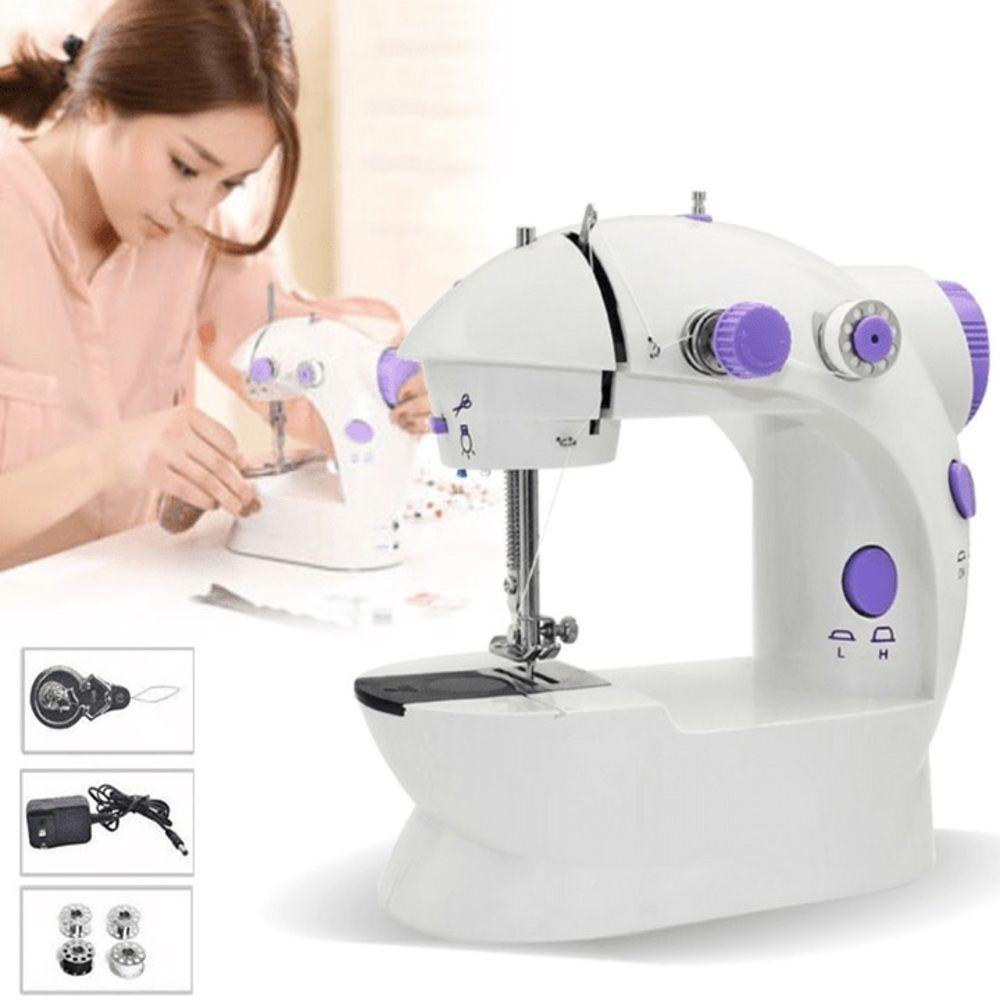 Maquina De Costura Mini Portatil Eletrica Reta Pedal Bobinas Agulha De Mesa Bivolt - 3