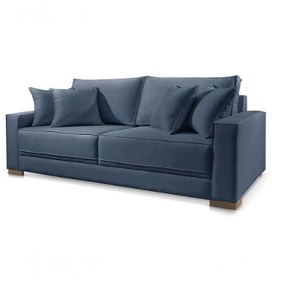 Sofá Marrocos 2 Lugares Suede Azul 1,8m Confort Sala