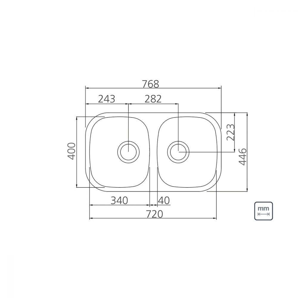 Cuba Tramontina Isis 2c 34 Bl Em Aço Inox Acetinado 72x40 Cm - 2