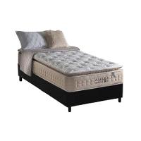 Cama Box Box Solteiro: Colchão Molas Anjos MasterPocket Ensacadas Confortable + Base CRC Suede Preto(96x203) - 1