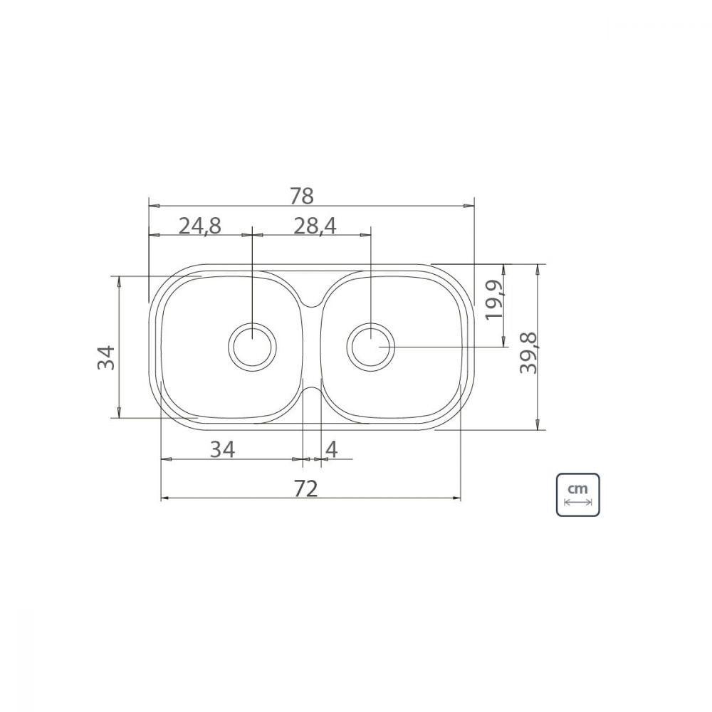 Cuba Tramontina Isis 2c 34 Bs Em Aço Inox Acetinado 78 x 40 - 2