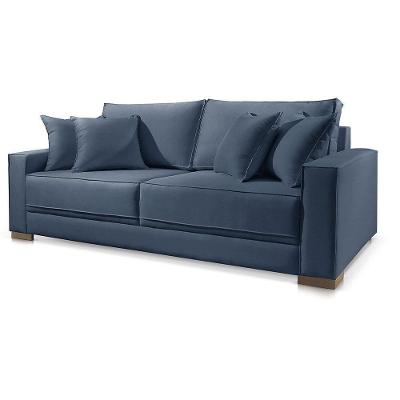 Sofá Marrocos 2 Lugares Veludo Azul 1,8m Confort Sala