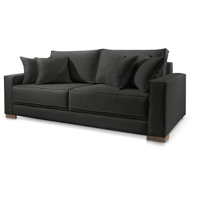Sofá Marrocos 2 Lugares Suede Preto 1,80m Confort Sala