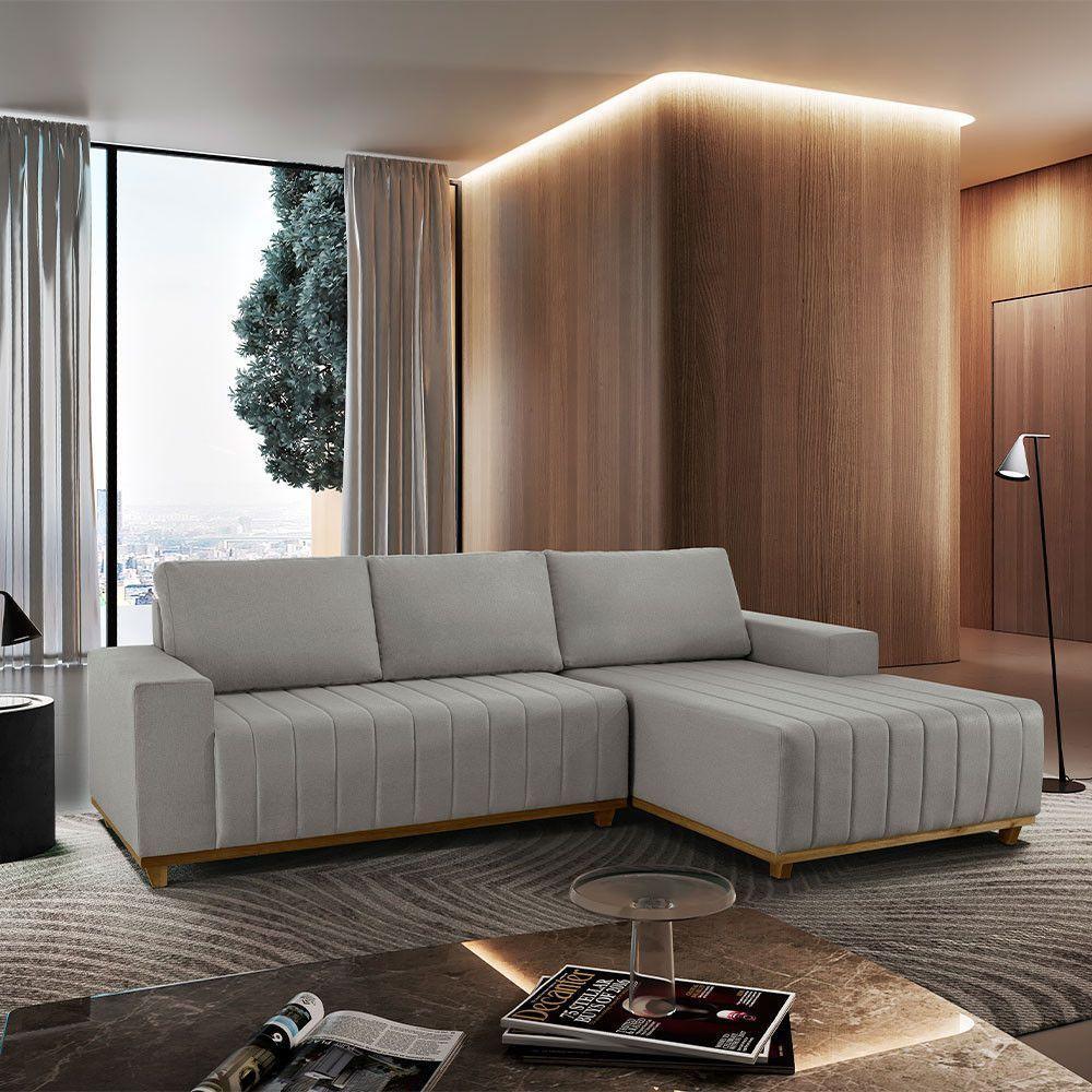 Sofá Boreal De 230cm B25 Chaise Lado Direito Meu Sofá Online A230 Linho Cinza - 1