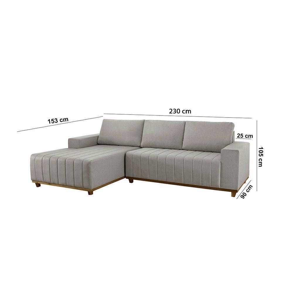 Sofá Boreal De 230cm B25 Chaise Lado Direito Meu Sofá Online A230 Linho Cinza - 4