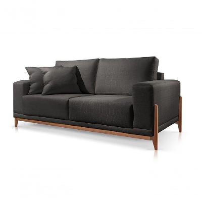 Sofá Paris 2 Lugares Linho Preto 1,90m Confort Sala