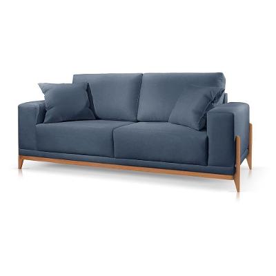 Sofá Paris 2 Lugares Linho Azul 1,90m Confort Sala