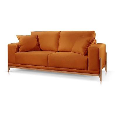 Sofá Paris 2 Lugares Suede Terracota 2,50m Confort Sala