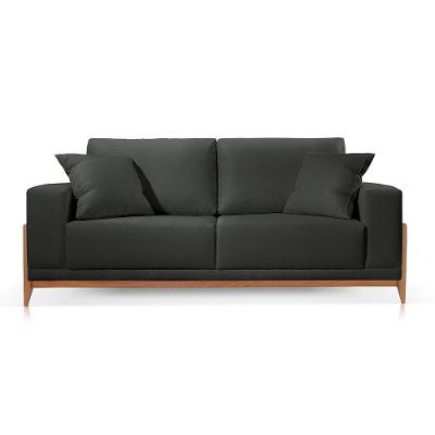 Sofá Paris 2 Lugares Suede Preto 1,90m Confort
