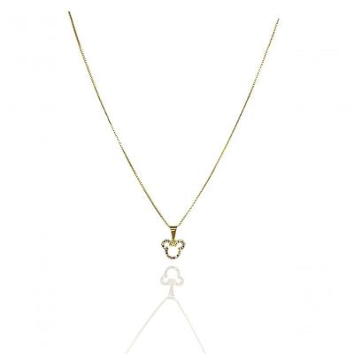 Colar Com Pingente Do Mickey De Zircônia Colorida Banhado Em Ouro 18k