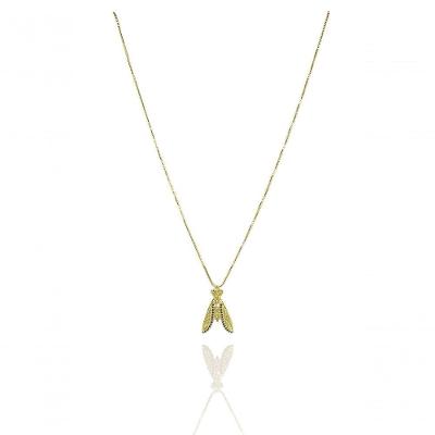 Colar Nossa Senhora Com Zircônias Azuis Banhado Em Ouro 18k