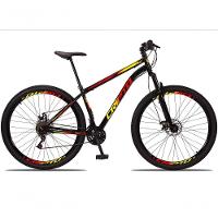 Bicicleta Aro 29 Aço Carbono 21V Cripto Freios A Disco Quadro 17 Preto Amarelo Vermelho - 1
