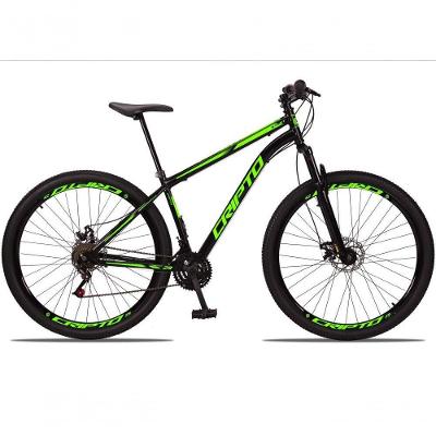 Bicicleta Aro 29 Aço Carbono 21V Cripto Freios À Disco Quadro 17 Preto Verde