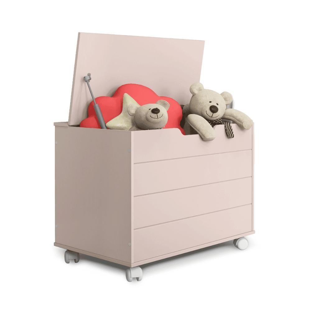 Bau Caixa De Brinquedos Toys Com Tampa E Rodizios Rose - 2