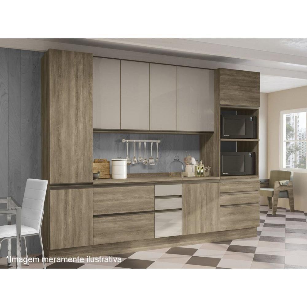 Armário Aéreo p/ Cozinha Maxxi G763 1 Porta c/Vidro 60cm Nogal - Kappesberg - 4