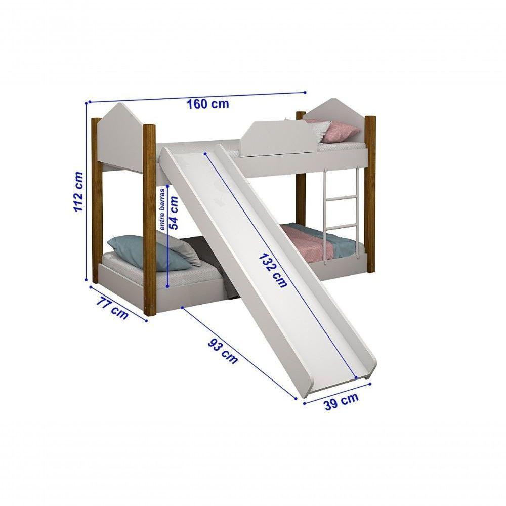 Beliche Infantil-juvenil Luiza Branco-mel Com Pés De Madeira Com Escorregador - 3