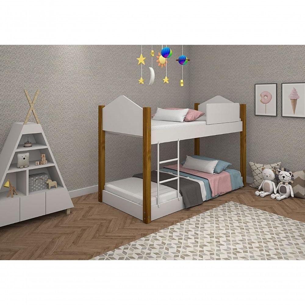 Beliche Infantil-juvenil Luiza Branco-mel Com Pés De Madeira - 1