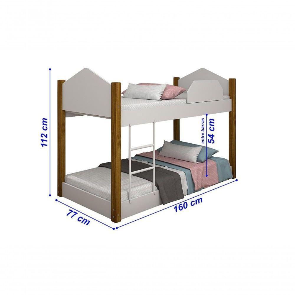 Beliche Infantil-juvenil Luiza Branco-mel Com Pés De Madeira E Dois Colchões - 3