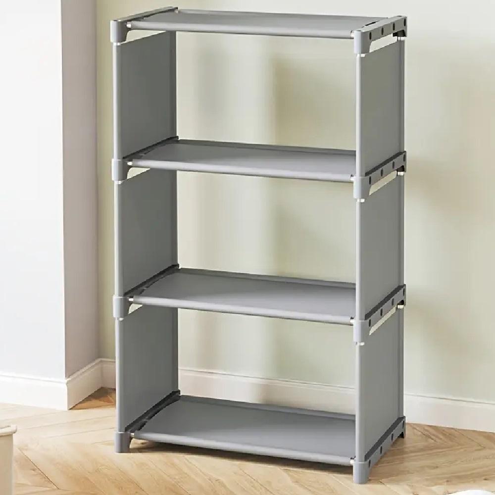 Estante Organizadora Porta Livros Com 4 Prateleiras Modular Brinquedos Quarto Banheiro Cozinha Sapateira Multiuso Cinza - 3