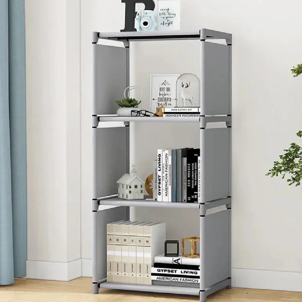 Estante Organizadora Porta Livros Com 4 Prateleiras Modular Brinquedos Quarto Banheiro Cozinha Sapateira Multiuso Cinza - 5