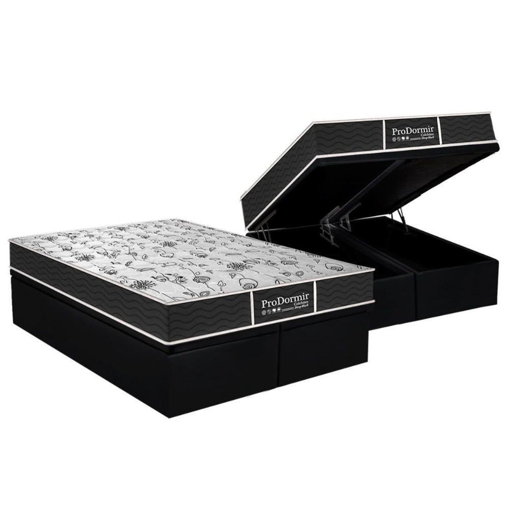 Cama Box Baú King: Colchão Molas Probel Prolastic Prodormir Sleep + Base Crc Courano Black(193X203) - 1