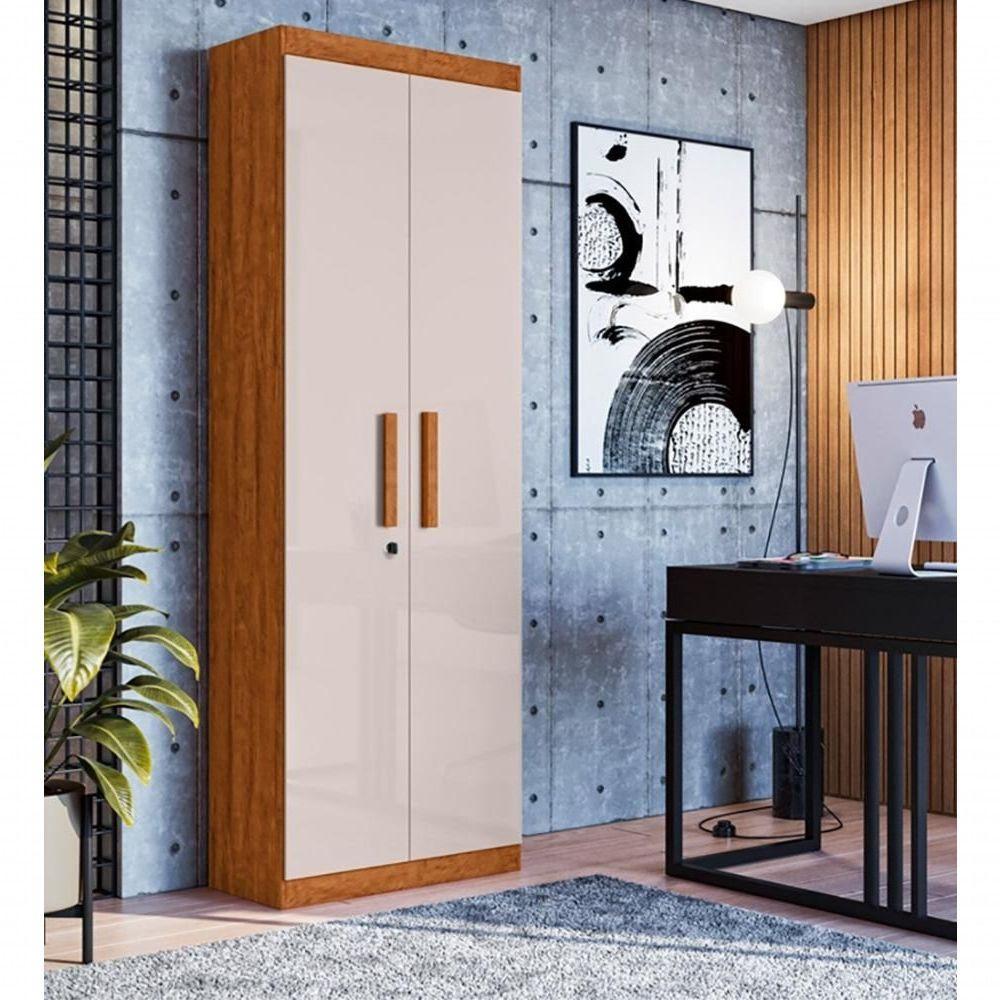 Organizador 02 Portas Com Prateleiras Delta Amêndoa-off White - Lukaliam - 1