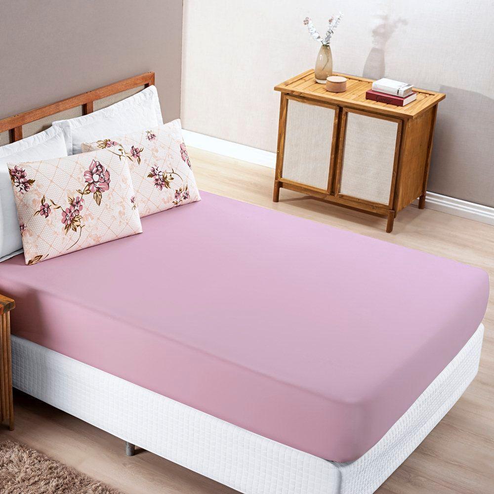 Jogo De Lençol King Quality Malha 100% Algodão 3 Peças - Rosê - 1