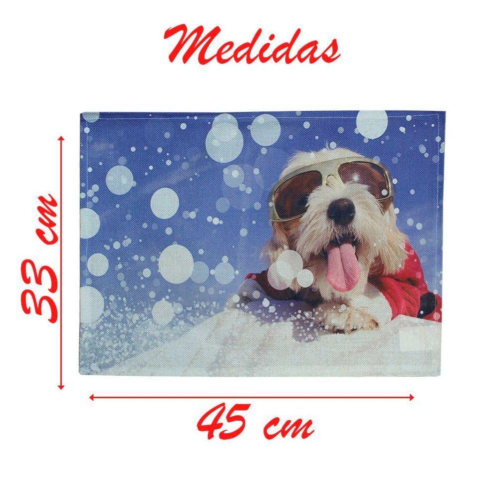 Jogo Americano Estampa Natal Cachorrinho Natalino 8 Peças - 2