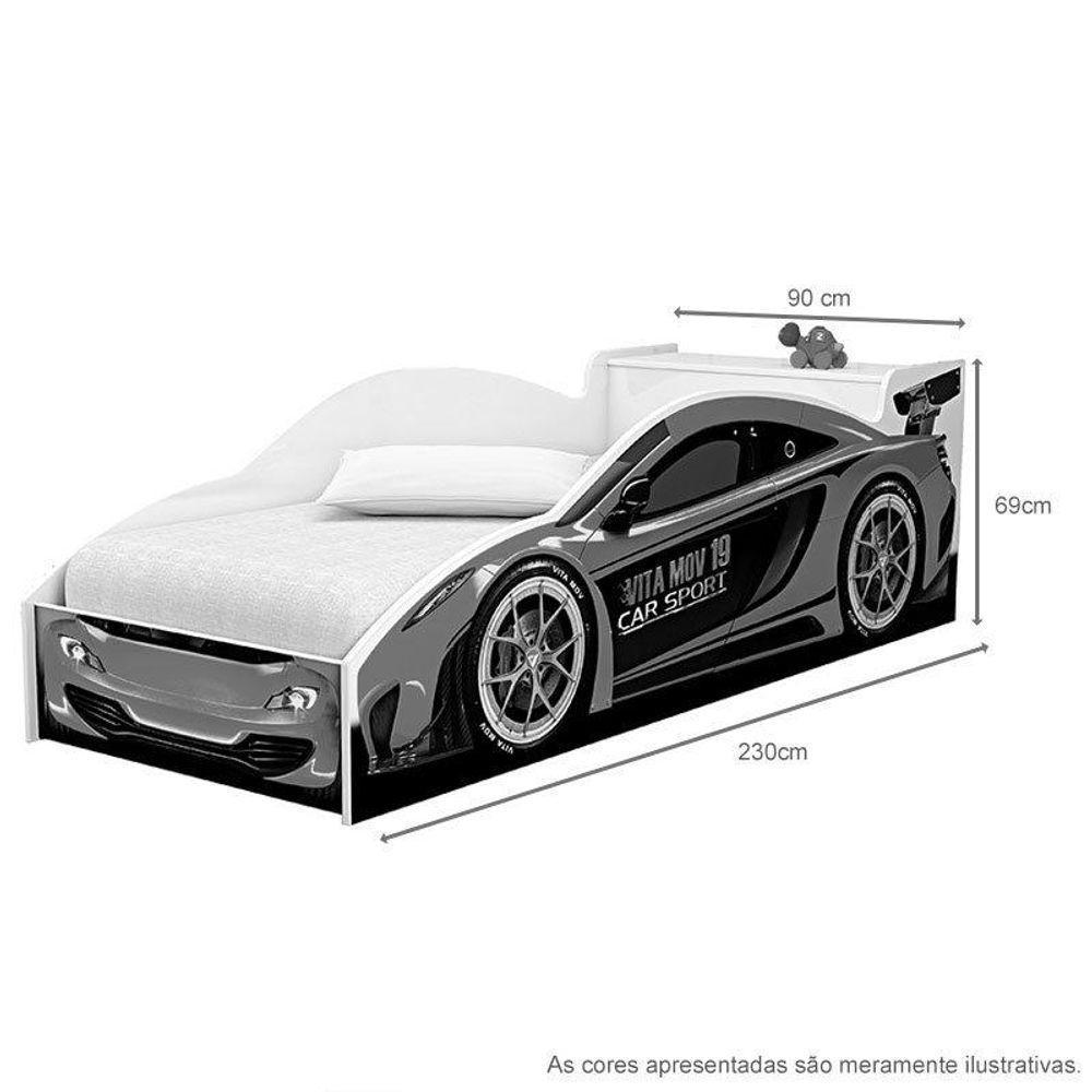 Cama Carro De Corrida Vermelho Com Colchão Vitamov - 2