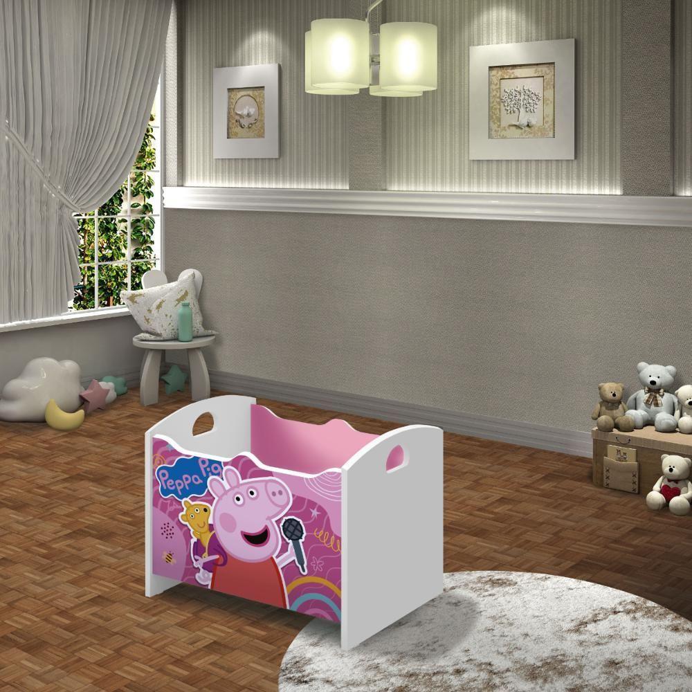 Caixa Baú Organizadora De Brinquedos Infantil Mdf Peppa Rosa - 1
