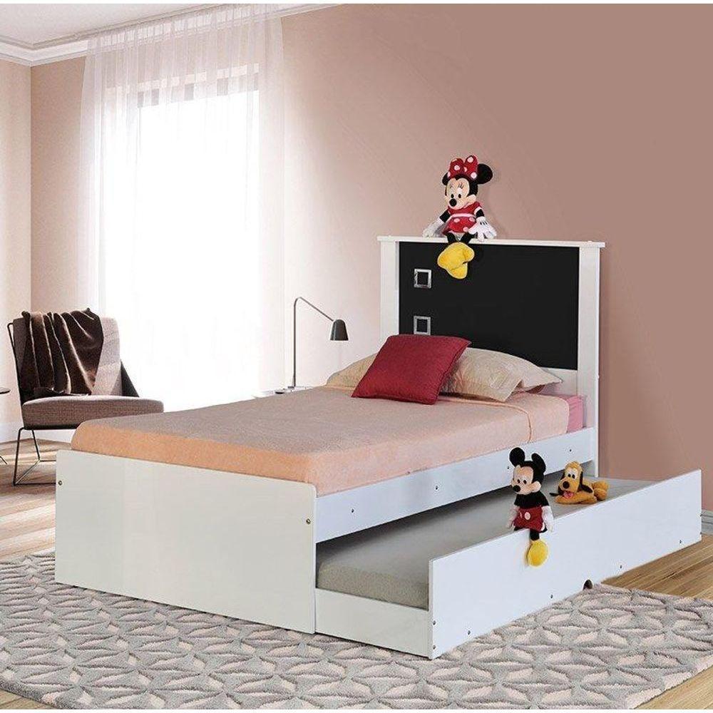 Cama De Solteiro Bibox Barcelona Branco Com Preto - Tebarrot - 1