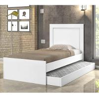 Cama Luara Solteiro 0,88cm Com Auxiliar Branco - Cambel - 1